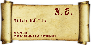 Milch Béla névjegykártya